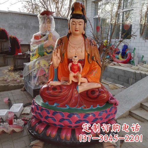 四川玻璃钢彩绘送子观音雕塑