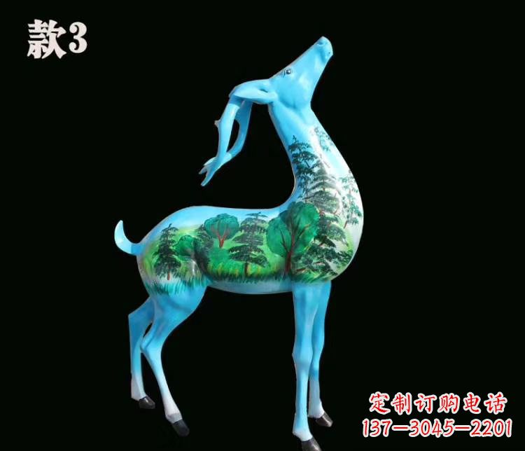 四川玻璃钢彩绘艺术小鹿雕塑精美的艺术品