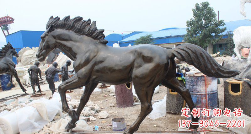 四川玻璃钢仿铜马广场动物雕塑 (2)