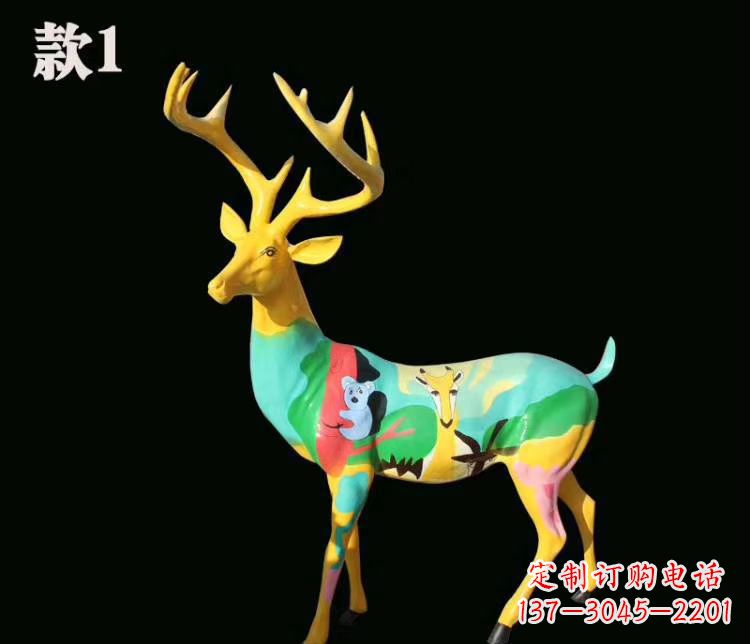 四川玻璃钢梅花鹿雕塑