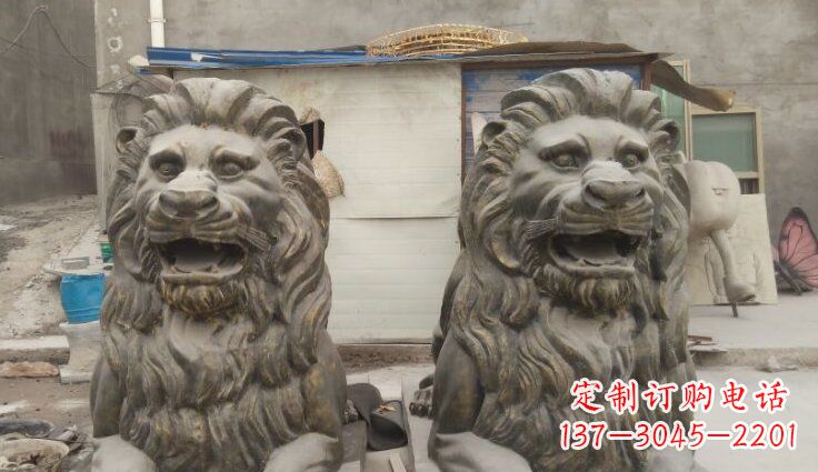 四川玻璃钢西洋趴狮仿铜动物雕塑