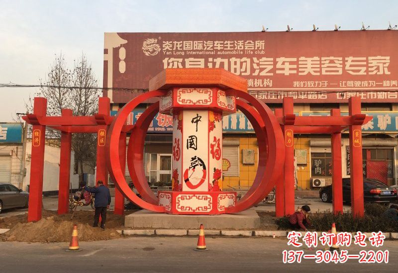 四川不锈钢灯笼雕塑——中国梦的象征