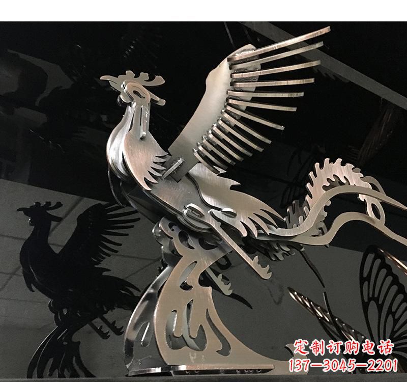 四川不锈钢凤凰雕塑精美的艺术品