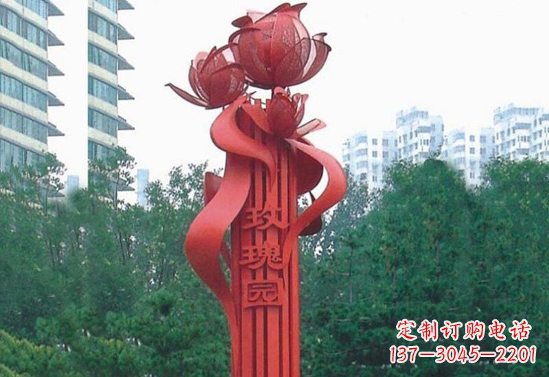 四川不锈钢玫瑰雕塑精美而优雅