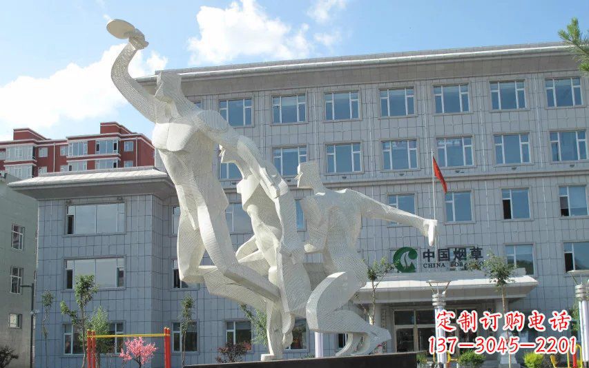 四川不锈钢打乒乓球人物雕塑