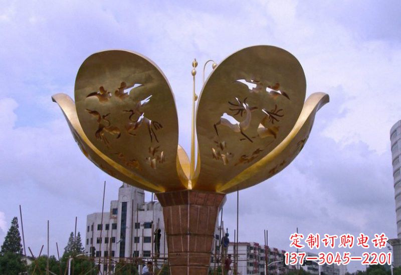 四川大型不锈钢紫荆花雕塑