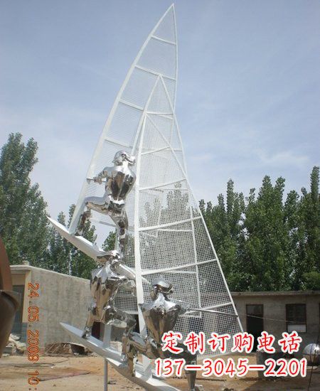 四川海上航行不锈钢帆船雕塑