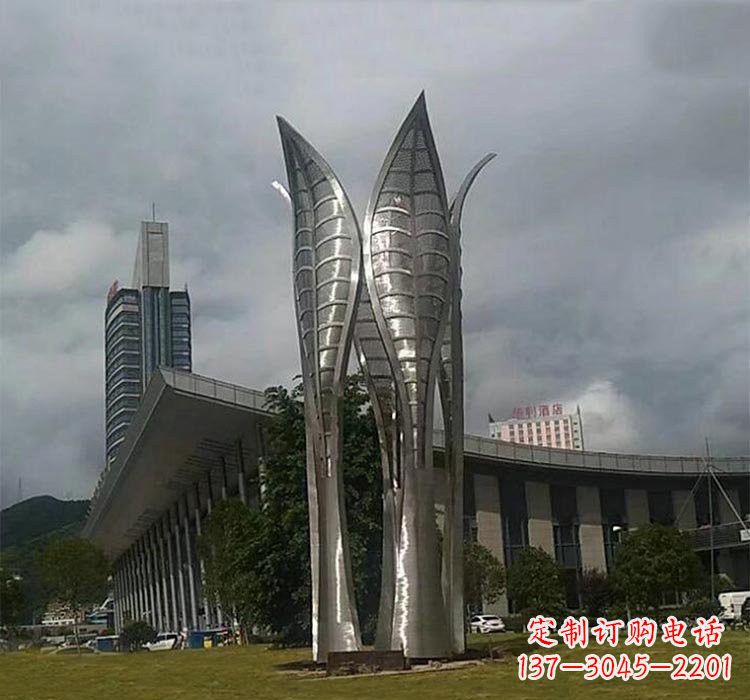 四川不锈钢公园大型树叶雕塑精美绝伦