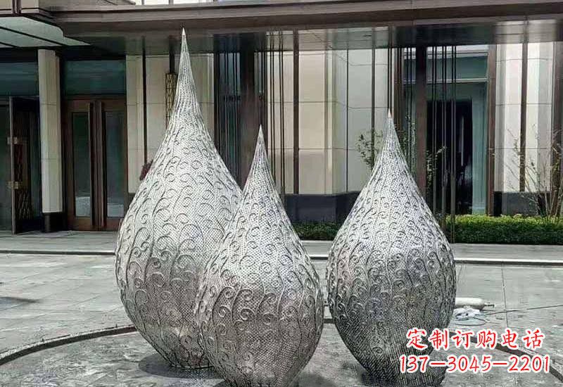四川不锈钢镂空水滴雕塑精致美观