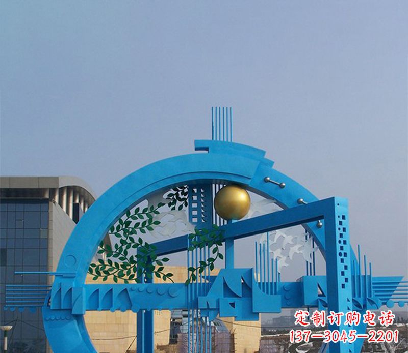 四川不锈钢拱桥雕塑美丽的艺术品