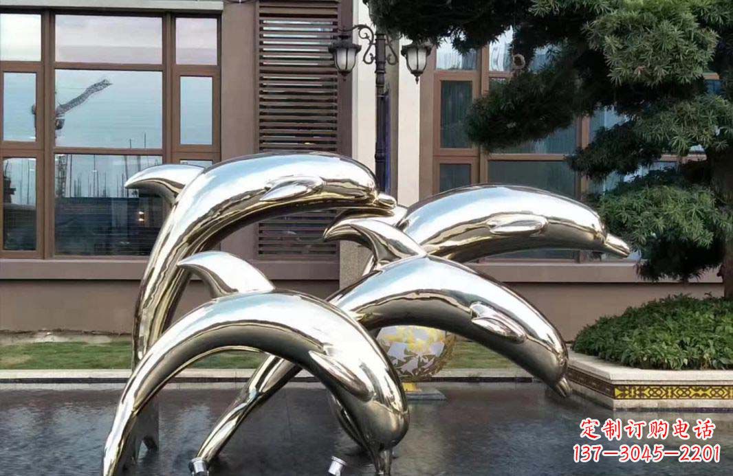 四川不锈钢海豚跳跃雕塑精美绝伦