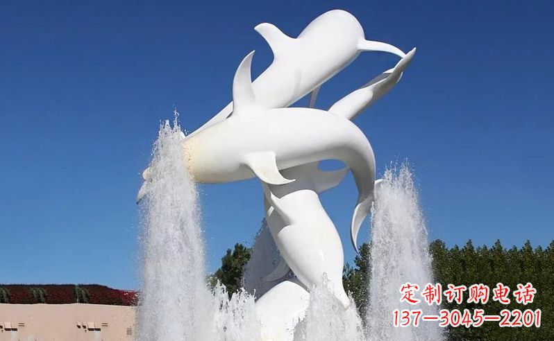 四川不锈钢海豚喷泉雕塑传递海豚的美丽