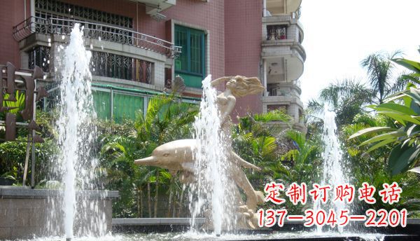 四川不锈钢海豚喷泉雕塑精美的海洋艺术