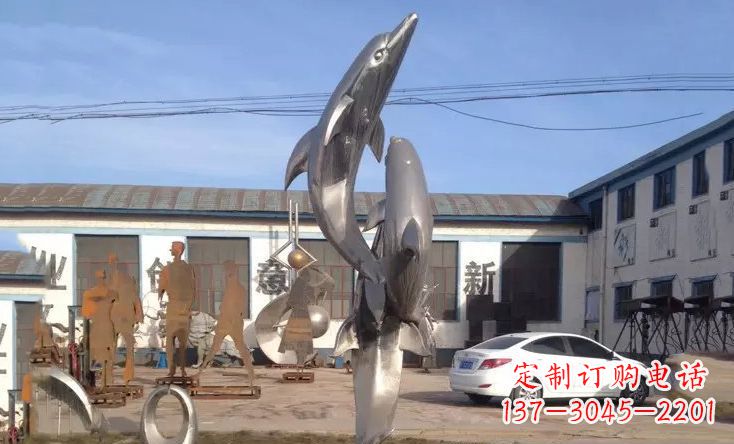 四川不锈钢海豚嬉戏雕塑精美的艺术视觉