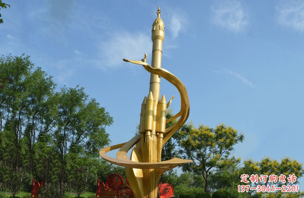 四川火箭飞向蓝天不锈钢火箭广场景观雕塑