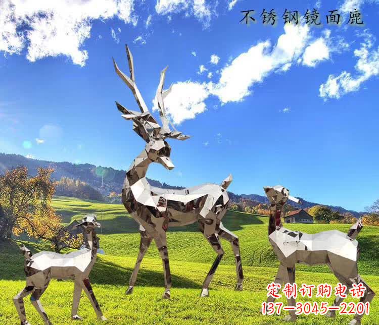 四川不锈钢鹿精美的动物雕塑