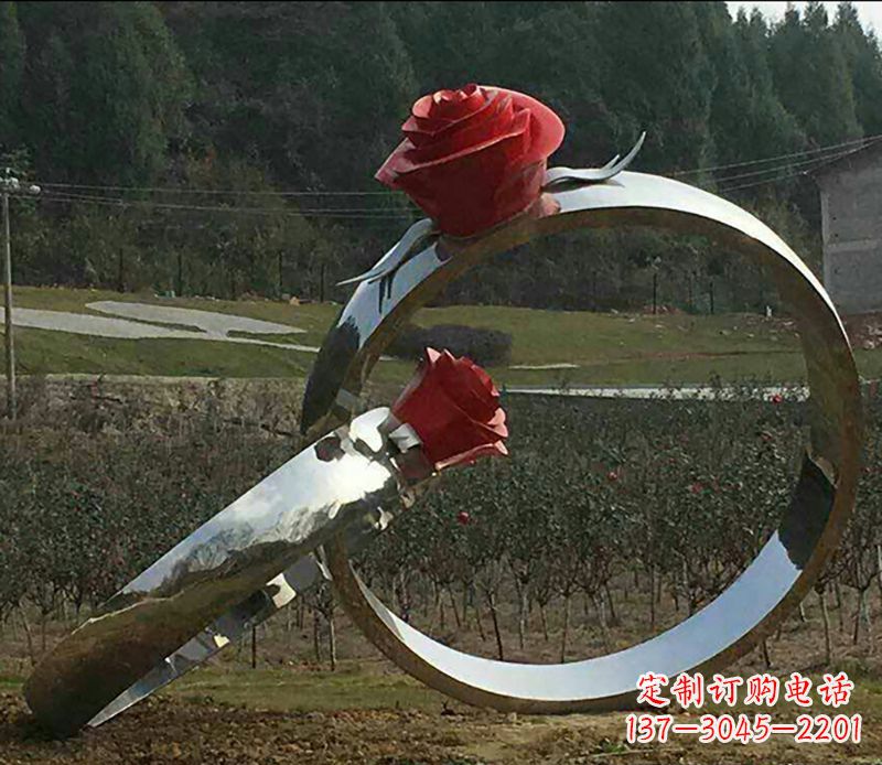 四川不锈钢玫瑰雕塑精美的艺术珍品