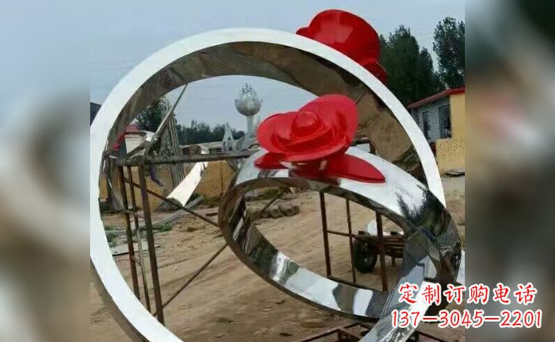四川不锈钢玫瑰花戒指雕塑