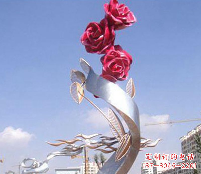 四川不锈钢玫瑰雕塑精美的艺术品
