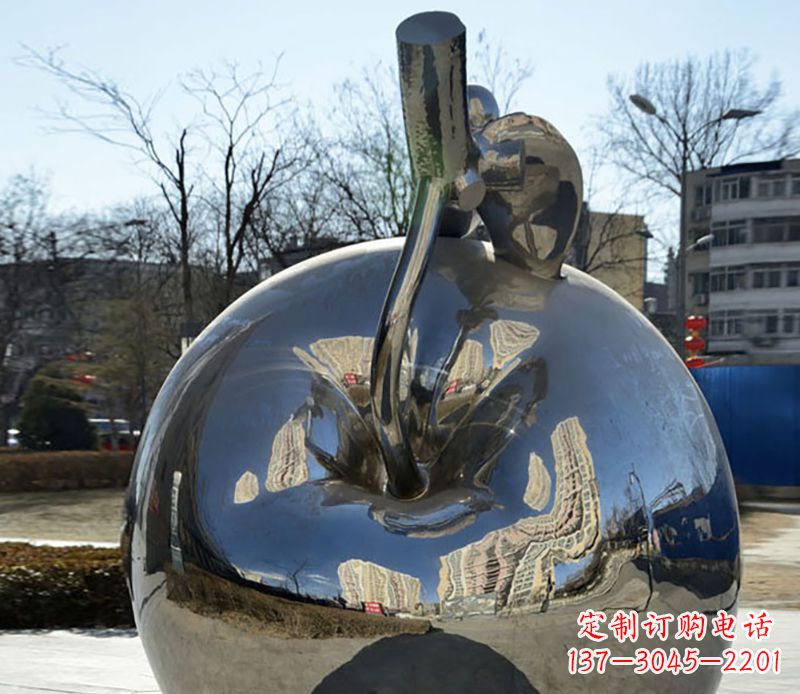 四川不锈钢苹果镜面雕塑精美绝伦
