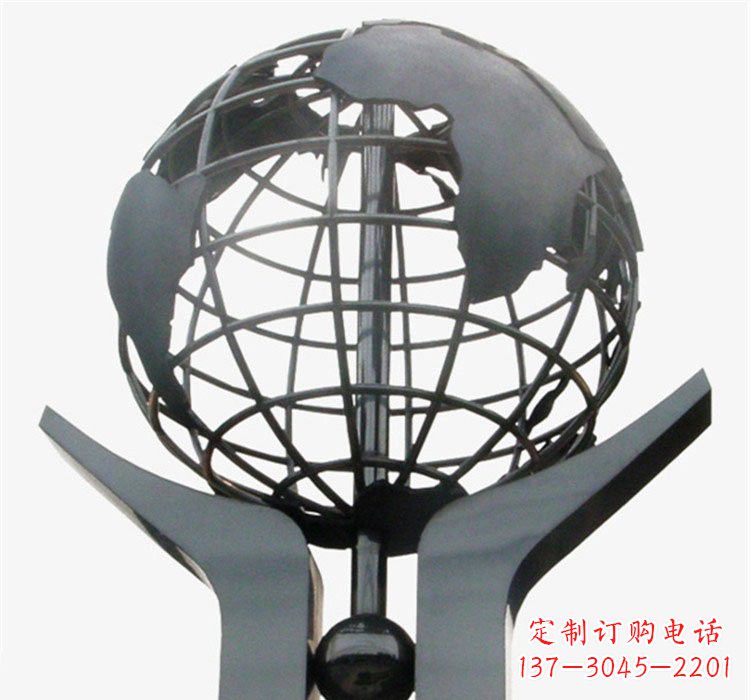 四川象征地球一体的不锈钢校园手托地球雕塑