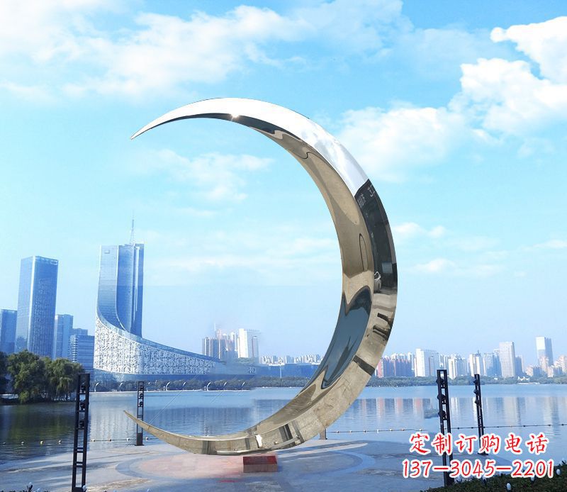 四川不锈钢月亮雕塑象征着美丽的月亮