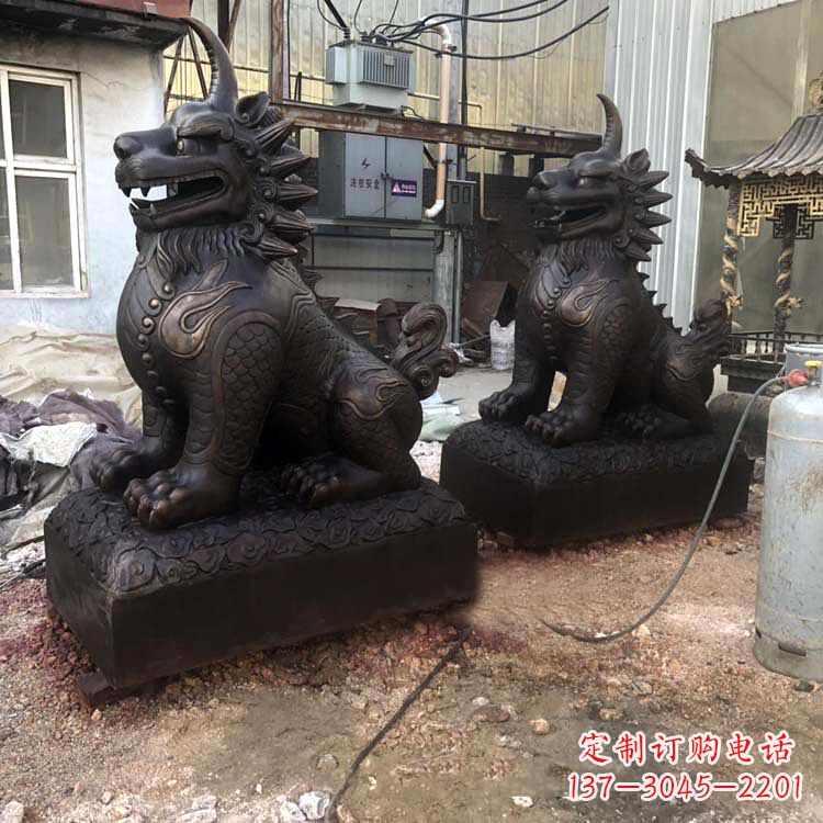 四川精美纯铜獬豸雕塑中国古代神兽雕刻之美