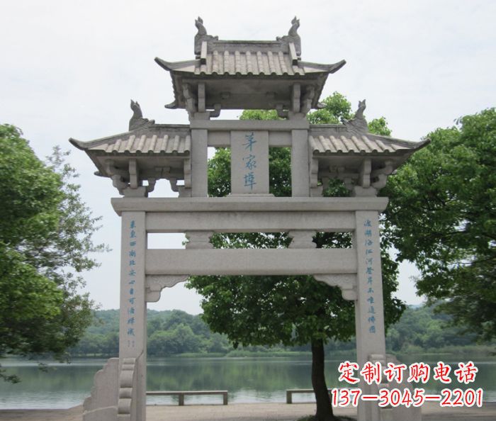 四川大理石单门牌楼雕塑精美的艺术瑰宝