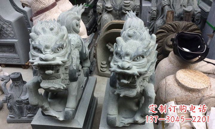 四川大理石立式麒麟门口镇宅石雕