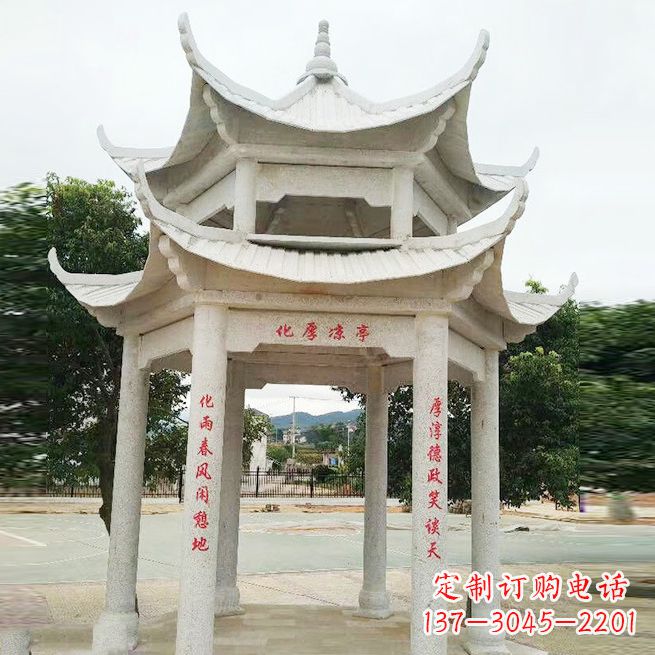 四川大理石凉亭双层雕塑