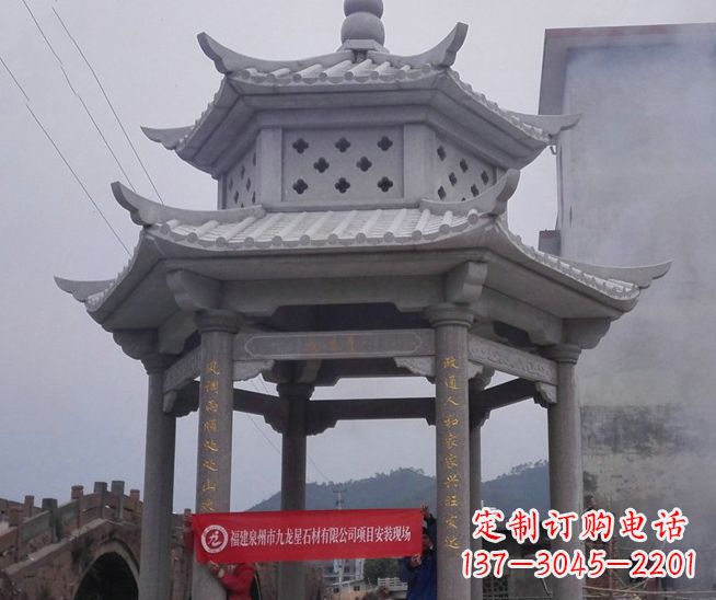 四川大理石双层石雕凉亭——独特的艺术结晶