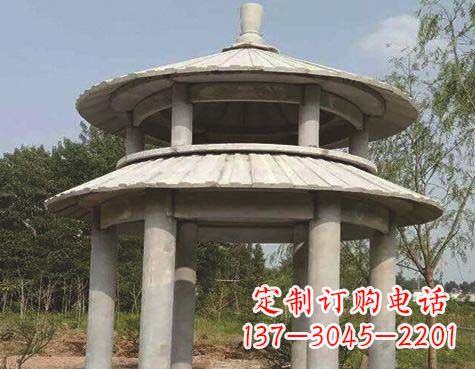 四川大理石双层圆顶凉亭石雕