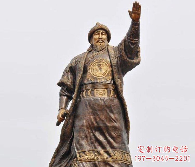 四川传承历史的风采成吉思汗铜雕