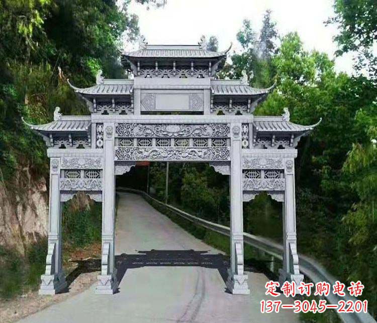 四川仿古三门牌坊石雕