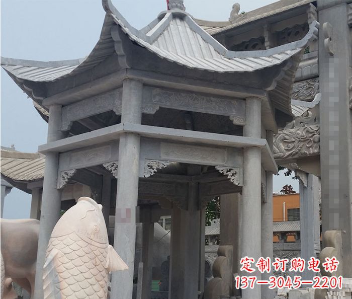 四川精美仿古双层石雕凉亭
