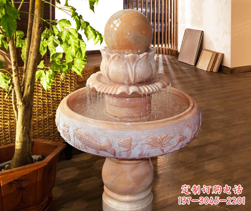 四川浑然天成的风水球石雕