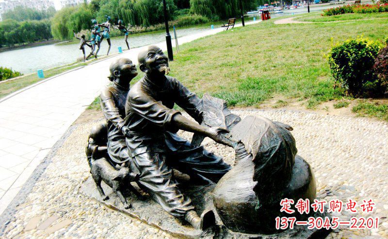 四川公园拔萝卜小品人物铜雕