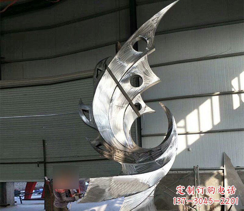 四川公园不锈钢抽象凤凰景观雕塑 (3)