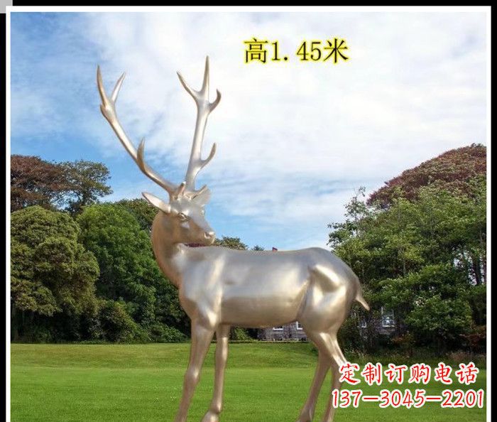 四川高端室外不锈钢巨型动物鹿雕塑