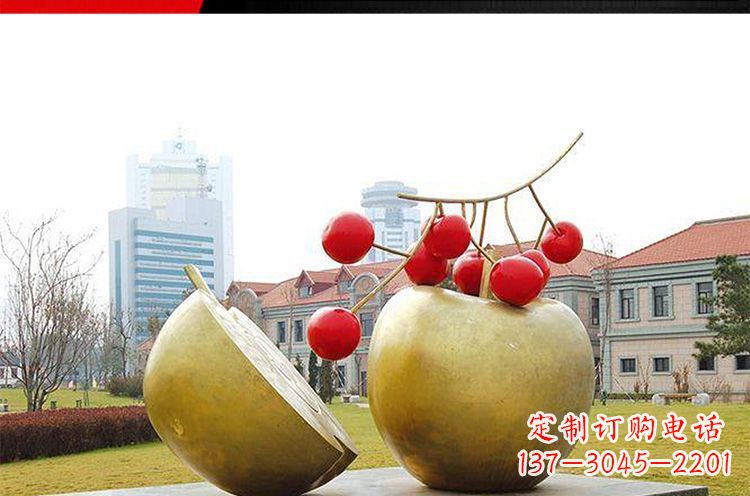 四川公园不锈钢苹果樱桃雕塑