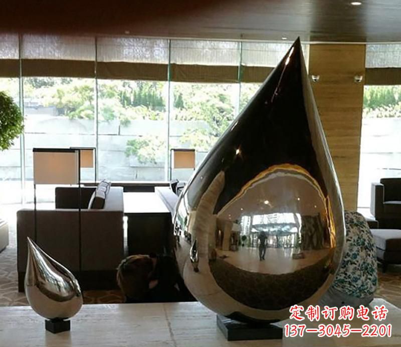 四川公园不锈钢水滴球景观雕塑