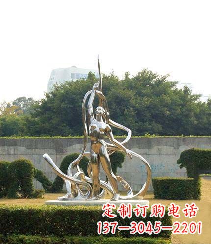 四川跳丝带魅力少女铜雕