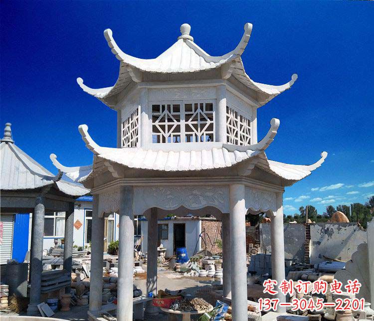 四川大理石双层凉亭雕塑