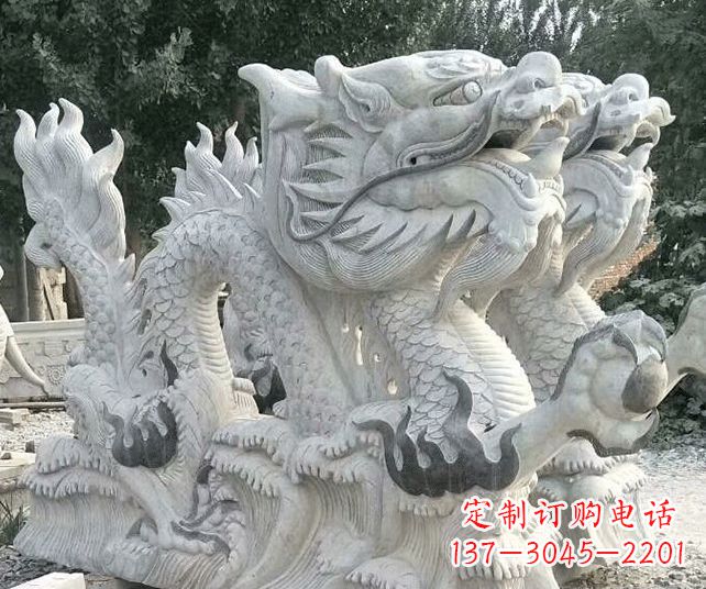 四川优雅古典大理石生肖龙雕塑
