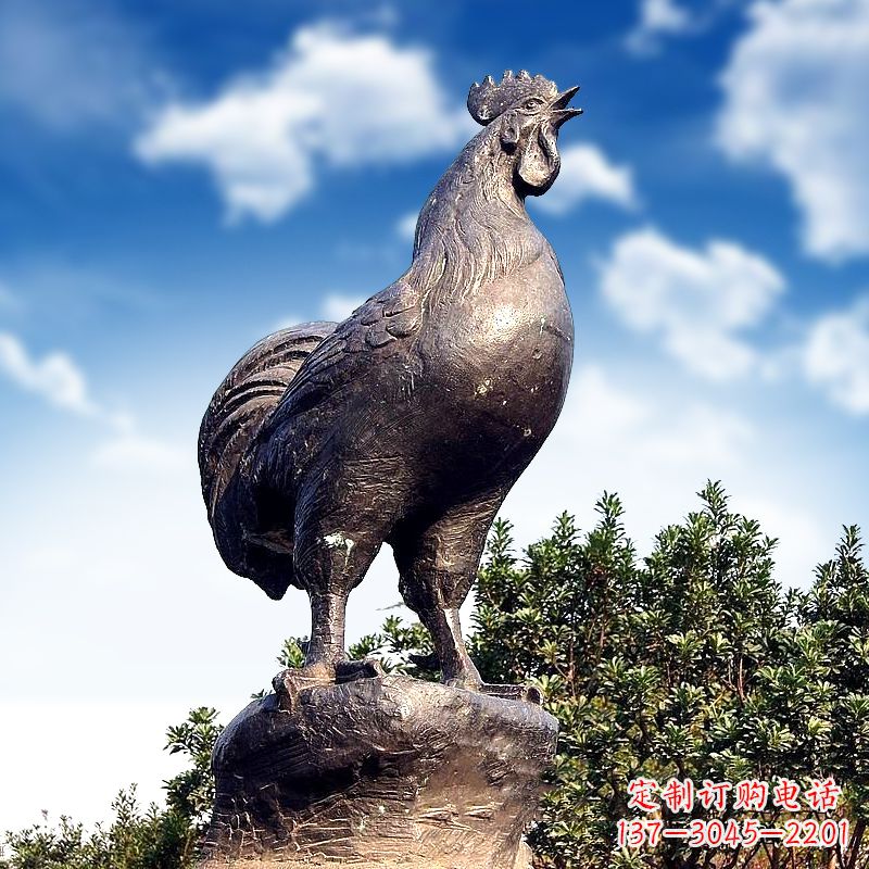 四川威风凛凛的大型铸铜酉鸡雕塑