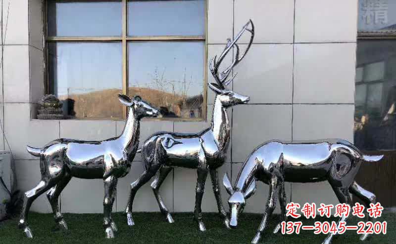 四川华丽风格镜面不锈钢动物鹿雕塑