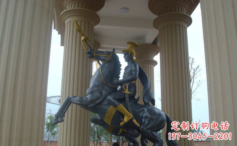 四川公园骑马的罗马士兵人物铜雕