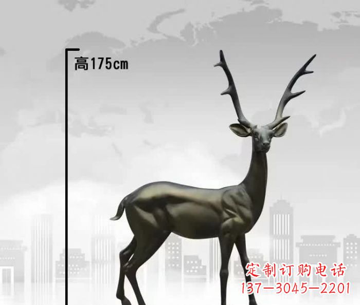 四川精致优雅的铜制公园小鹿雕塑