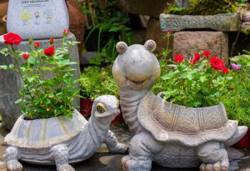 四川铸铁乌龟花盆雕塑