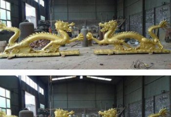 四川古典传统双龙戏珠铜雕塑